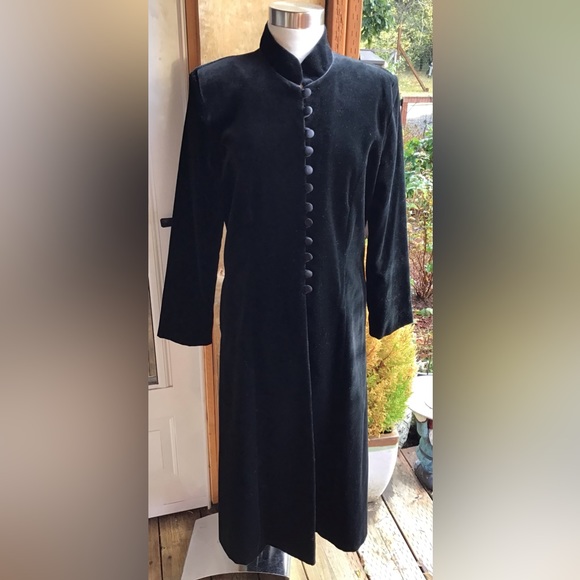 JS Collections Retro Duster Velvet Button Front Coat - Picture 1 of 8